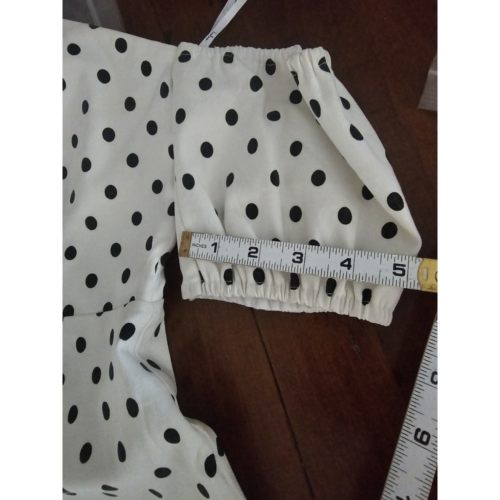 Lulus Mini Polkadot Dress Size Medium‎ Rockabilly Wht Blk Sweetheart Neckline - Picture 10 of 12